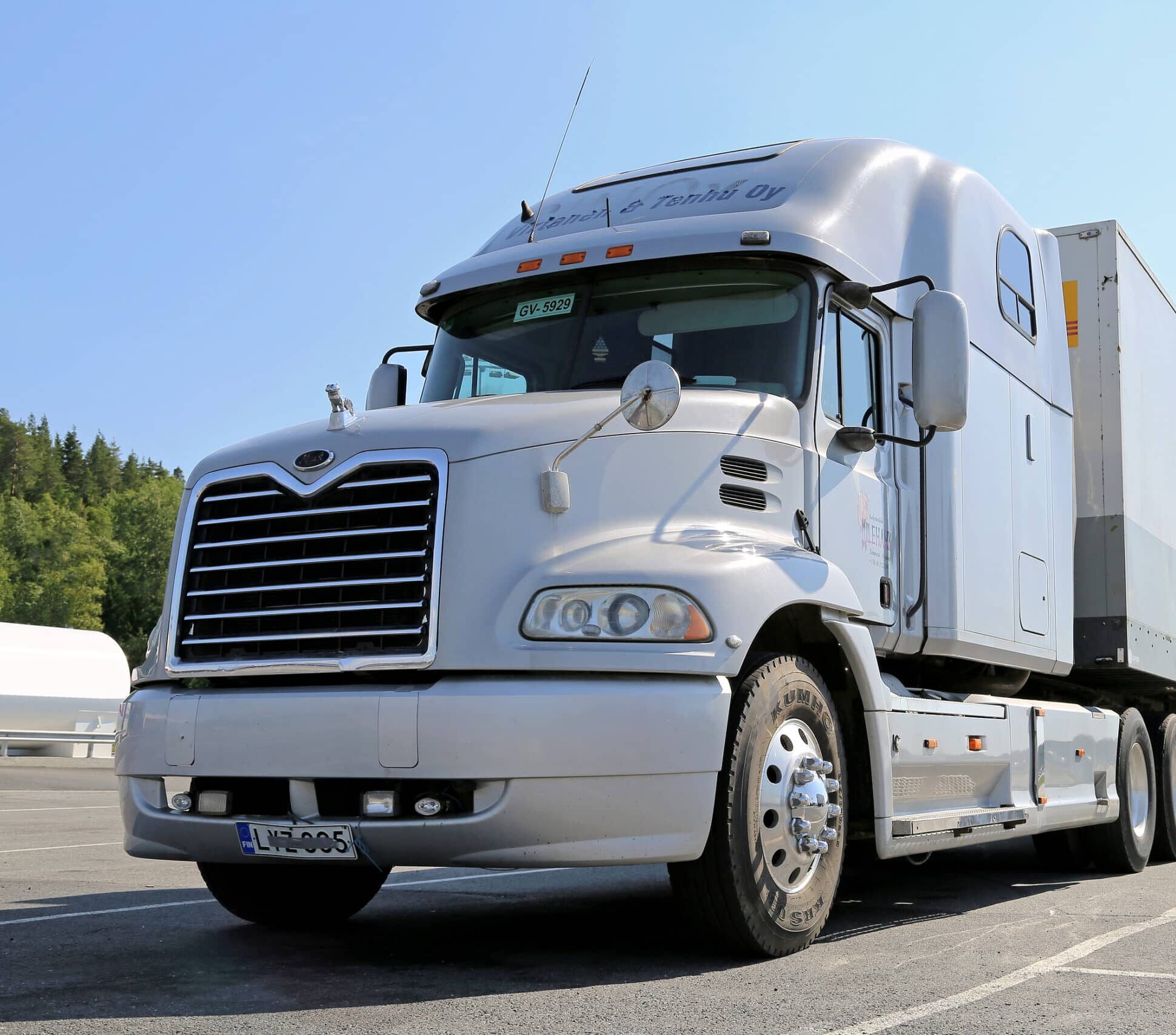 Grey Mack Vision Semi Truck Parked